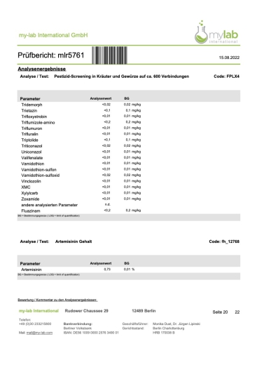 Artemisia annua, einjähriger Beifuß, Blätter, 30g